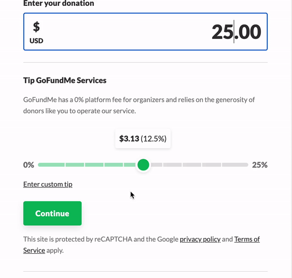 GoFundMe Charity Screenshot